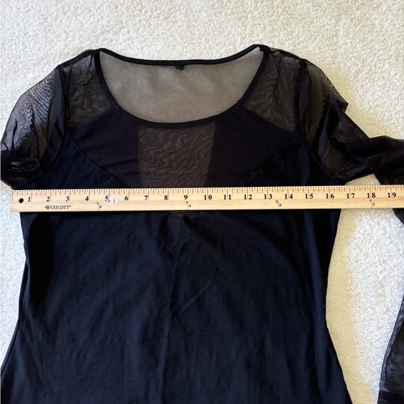 Women’s Black Mesh Long Sleeve Blouse Size Medium - Picture 5 of 13